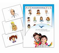 Yo-Yee Flashcards Carte illustrate educativi Descrizione della Persona - Flashcard Lingua Tedesco - Bildkarten Personenbeschreibung - Size 4.13 × 5.83 inch = DIN A6 (105 x 148 mm)