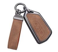 YO&YOYE Compatibile con Volkswagen Portachiavi con portachiavi in pelle protettiva per VW ID3 ID4 MK8 Golf 8 GTI Skoda Octavia Keyless Entry (modello 3, marrone)