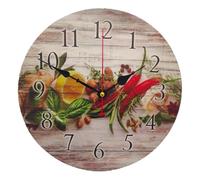 YOAI Orologio da parete da cucina, stile rustico, rustico, al quarzo, senza ticchettio, orologio da cucina, 30 cm/12 pollici (spezie con peperoncino)