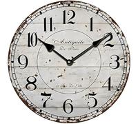 YOAI, Orologio da parete da cucina vintage in stile shabby chic, antico e rustico, per casa di campagna, al quarzo, in pannello di fibra a media densità, con meccanismo silenzioso, 30 cm diametro (grigio)