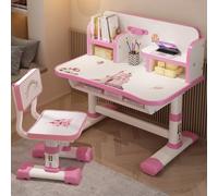 yoakaiax Set di scrivania e sedia funzionali per bambini, altezza regolabile, set di sedie per la scuola e lo studio con motivo a cartoni animati, sedia ergonomica da scrivania con grande lavagna,