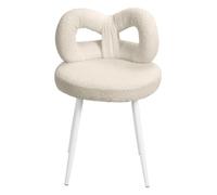 yoakaiax Sgabello compatto con schienale a fiocco, design senza braccioli, per toletta e camera da letto, sedia da trucco, resistente, bianco A