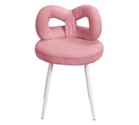 yoakaiax Sgabello compatto con schienale a fiocco, design senza braccioli, per toletta e camera da letto, sedia da trucco, resistente, rosa B