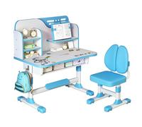 yoakaiax Tavolo da studio per bambini di alta qualità, scrivania e sedia per bambini, regolabile in altezza, con motivo astronauta, scrivania ergonomica per bambini con grande lavagna, libreria e