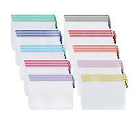 Yoassi 40pcs Borse di File A6 Sacchetto di Zip Impermeabile Mesh Buste Trasparenti, Cartelline Portadocumenti Plastica Colorati per Documenti Ricevute Materiale Scolastico Accessori da Viaggio