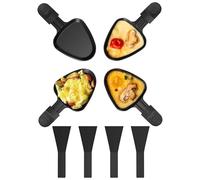 Yoassi 4pcs Mini Padelle per Raclette, Mini Piastra Raclette Antiaderente con 4 Spatole di Nylon, Misura Universale con Manici Antiscottatura, Padelle Quadrate da Raclette per Fuso Uovo Fritto