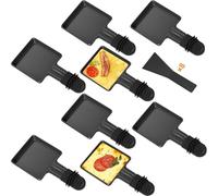 Yoassi 8pcs Mini Padelle per Raclette, Mini Piastra Raclette Antiaderente con 8 Spatole di Nylon, Misura Universale con Manici Antiscottatura, Padelle Quadrate da Raclette per Fuso Uovo Fritto