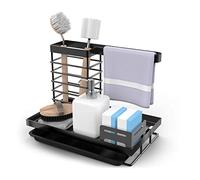 Yoassi Portaspugna Sapone per Lavello da Cucina Portaoggetti da Lavandino con Vassoio Porta Detersivi Cestello Caddy Organizer in Acciaio Inox da Muro per Bagno