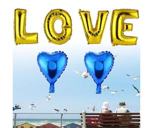 Yobadam Palloncini Foil Lettere D'amore per Matrimonio, Proposta, 6 Pezzi | Lettere riutilizzabili e forme di cuore, dorate o argentate, lettere da 39 x 26 pollici, cuore da 18 x 20 pollici