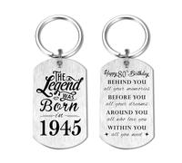 Yobent Regalo per 80° compleanno da uomo 1944, portachiavi per 80° compleanno, regalo di compleanno per 80 anni per donne, The Legend was Born in 1944, 80 anni 2024, 2*1.1inch