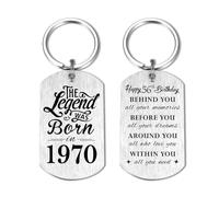 Yobent Regalo per il 56° compleanno da uomo 1969, regalo di compleanno per 56 anni, regalo per donne, Happy 56th Bday Portachiavi lui lei, The Legend was Born in 1969, Argento, 2*1.1inch