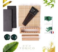 YOBICO Kit Sushi Completo Premium in Legno Con Bacchette, Piatti in Ardesia e Accessori | Maker e Dispositivo per Maki