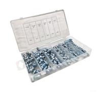 YobiLife Kit di 110 raccordi per grasso, diritti a 45° e 90° con nippli | Acciaio legato, include per filettatura sae 1/4-28 e 1/8-27 Vassoio organizzato 21 x 10,79 x 3,17 cm per manutenzione