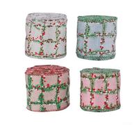 YobiLife Set di 4 rotoli di nastro di iuta con motivo floreale scozzese per confezioni natalizie, artigianato e decorazioni stagionali