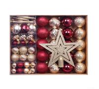 YobiLife Set di 72 palline assortite da appendere all'albero di Natale, con parte superiore per decorazioni stagionali (A)