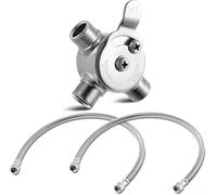 YobiLife Valvola miscelatrice termostatica per rubinetti da bagno e cucina, valvola dell'acqua manuale in ottone, lunghezza 5,6 cm, spessore 2,3 cm, dimensioni filettatura 3/8" e 1/2", con 2