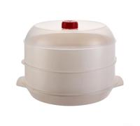 YobiLife Vaporiera per forno a microonde con base rialzata per proteggere le superfici e coperchio trasparente per il monitoraggio degli alimenti (doppio spessore)