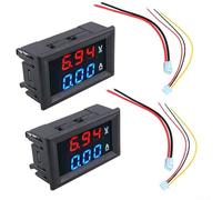 YobiLife Voltmetro amperometro digitale a doppio display 100 V 10 A pannello LED rosso blu misuratore di tensione per auto moto monitor batteria 0,28 pollici con fili confezione da 5 (2 pezzi)
