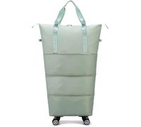 Yobohui Borsa per bagagli pieghevole espandibile a 360° con rullo staccabile per viaggi o viaggi di lavoro, Verde, Taglia unica