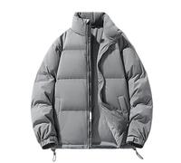Yobohui Piumino da Uomo Invernale, Spesso, Caldo, in Piuma D'Anatra Bianca, Casual, Tinta Unita, Corto, Adatto for Il Freddo(Gray 1,2XL)