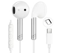 yobola Cuffie con Filo USB-C, Auricolari In-Ear Tipo C con Microfono Chiamate Chiare Controllo Volume, Bassi Stereo HiFi Cuffiette per iPhone Samsung Huawei Smartphone Android Tablet Laptop, Bianco