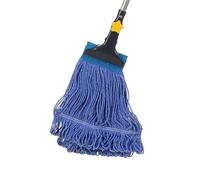 Yocada - Mocio in cotone resistente per uso industriale e commerciale, con estremità ad anello, bastone in metallo con morsetto a ganascia, per la pulizia del pavimento, lunghezza 132 cm