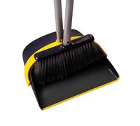 Yocada Set di scopa e paletta con setole rigide combinate, perfetto per casa, cucina, ufficio, lobby, pavimento, rifiuti di peli di animali, grigio scuro, 132,1 cm
