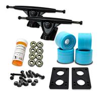 Yocaher Longboard Skateboard Trucks Wheels Combo Set 71mm Wheels + 7"/180mm Heavy Duty Aluminum Black Trucks, Bearing, Riser Pad, And Skateboard Longboard Cruiser Hardware