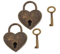 YOCDNOV 2 Pezzi Lucchetto retrò Love - Lucchetto Decorativo Vintage con Chiave a Forma di Cuore, per Piccoli Bagagli, valigie, armadietti per casa (Colore Bronzo)