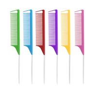 YOCDNOV 6pcs Pettine a Coda- Pettine Capelli, Pettine a Coda Fibra di Carbonio, Pettini Styling, Pettine Professionale Antistatico per Parrucchiere e Domestico, Resistente al Calore(6 Colori)