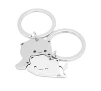 YOCDNOV Set di 2 Portachiavi con Gatto - Portachiavi con Ciondolo Puzzle Portachiavi con Ciondolo Coppia Regalo Amicizia Portachiavi con Angelo Custode (Argento)