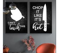 Yocheng 2 Stampe artistiche su tela in stile utensili da cucina in bianco e nero,semplici citazioni di parole di ristoranti,poster decorativi da parete,arredamento per la casa 40x50cmx2 Senza Cornice