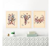 Yocheng 3 pezzi floreale donna anatomia poster ginecologo educazione medica arte della parete tela pittura stampe immagini camera da letto arredamento interno 50x70cmx3 Senza Cornice
