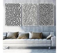 Yocheng 3 Poster astratti in bianco e nero con linee minimaliste,illustrazioni a labirinto,dipinti su tela,decorazioni per la casa e la stanza dei bambini 50x70cmx3 Senza Cornice
