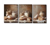 Yocheng 3 poster vintage con cibo,pane e farina,stampa su tela,quadri da parete,decorazioni per la casa,poster artistici 30x40cmx3 Senza Cornice