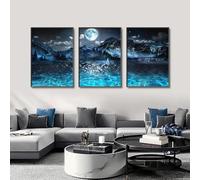 Yocheng Barca a vela sul lago,notte fonda,natura morta,stampe su tela,luce lunare,montagna,paesaggio naturale,poster,dipinti,arte murale per la casa 30x40cmx3 Senza Cornice