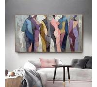 Yocheng Dipinto ad olio astratto, figura colorata, arte astratta, decorazione da parete umana per soggiorno, ingresso, sala da pranzo 40x50cm Senza Cornice
