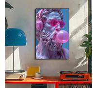 Yocheng Divertente scultura greca antica gioca con il telefono cellulare Stampe su tela Statua soffia bolle Poster da parete Decorazione per soggiorno 60x90cm Senza Cornice