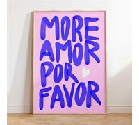 Yocheng Massimalist More Amor Por Favor Love Quote Wall Art Canvas Painting Eclettico Blu Rosa Poster Stampe Foto per la decorazione domestica moderna 50x70cm Senza Cornice