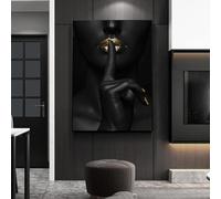 Yocheng Poster artistico raffigurante una donna nera e dorata, dipinto minimalista da parete, immagine del silenzio, arredamento per soggiorno e camera da letto, stampa su tela 30x40cm Senza Cornice