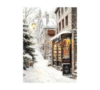 Yocheng Poster con baita invernale,slitta,pupazzo di neve,albero di Natale,scoiattolo,stampe,dipinti su tela,quadri da parete,decorazioni per la casa,soggiorno 60x90cm Senza Cornice