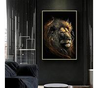 Yocheng Poster di animali in nero e oro, aquila, leone, carpa, lupo, stampa su tela, poster, decorazione da parete, pittura, decorazione per la casa 50x70cm Senza Cornice