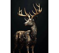 Yocheng Poster di animali in nero e oro, aquila, leone, carpa, lupo, stampa su tela, poster, decorazione da parete, pittura, decorazione per la casa 50x70cm Senza Cornice