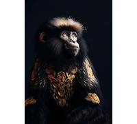 Yocheng Poster di animali in nero e oro, aquila, leone, carpa, lupo, stampa su tela, poster, decorazione da parete, pittura, decorazione per la casa 50x70cm Senza Cornice