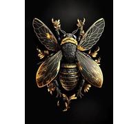 Yocheng Poster di animali in nero e oro, aquila, leone, carpa, lupo, stampa su tela, poster, decorazione da parete, pittura, decorazione per la casa 50x70cm Senza Cornice