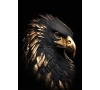 Yocheng Poster di animali in nero e oro, aquila, leone, carpa, lupo, stampa su tela, poster, decorazione da parete, pittura, decorazione per la casa 50x70cm Senza Cornice