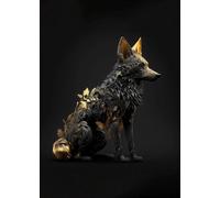 Yocheng Poster di animali in nero e oro, aquila, leone, carpa, lupo, stampa su tela, poster, decorazione da parete, pittura, decorazione per la casa 50x70cm Senza Cornice