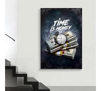 Yocheng Poster Inspirational Canvas Painting Il tempo è denaro Wall Art Inspire Office Study Room Decor Pittura Immagini Stampe 50x70cm Senza Cornice