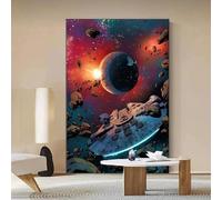 Yocheng Poster minimalista con stampa artistica da parete, universo e spazio, su tela, per soggiorno, arredamento per la casa 50x70cm Senza Cornice