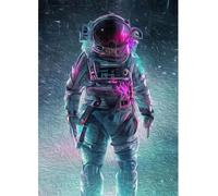 Yocheng Quadro su tela con astronauta e paesaggio lunare, poster e stampe artistiche, immagine da parete spaziale solitaria per la decorazione della stanza. 50x70cm Senza Cornice